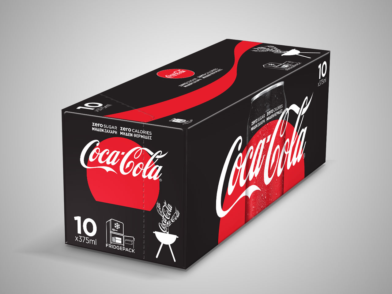 Packshot of the Coca-Cola Zero fridgepack.