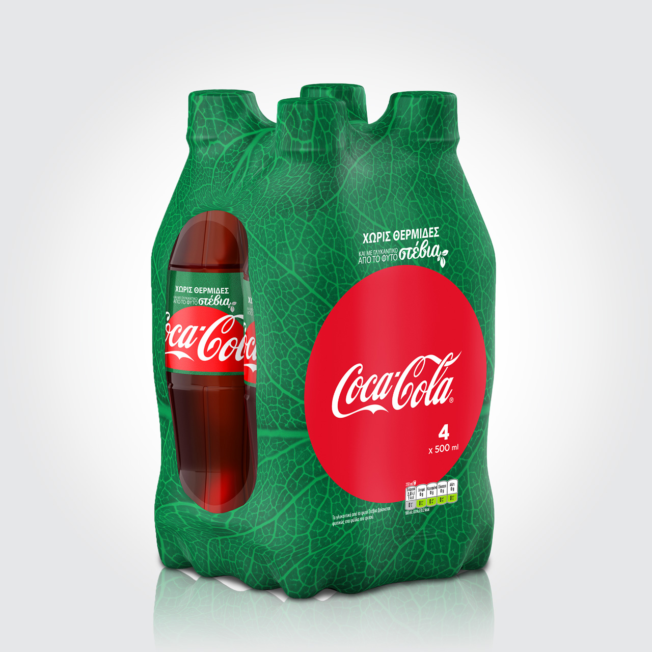 Coca-Cola Stevia redesign 4x500ml shrink wrap